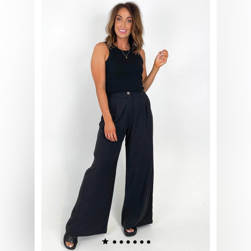 WITS THE LABEL IRIS BLACK MAXI LINEN BLEND PANTS SIZE 4